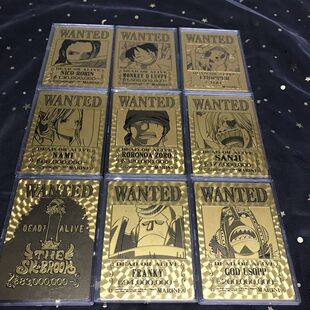 海贼王通缉悬赏令海报路飞索隆金箔纪念钞闪卡收藏币礼物动漫