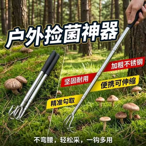 伸缩捡菌子小耙子长柄工具