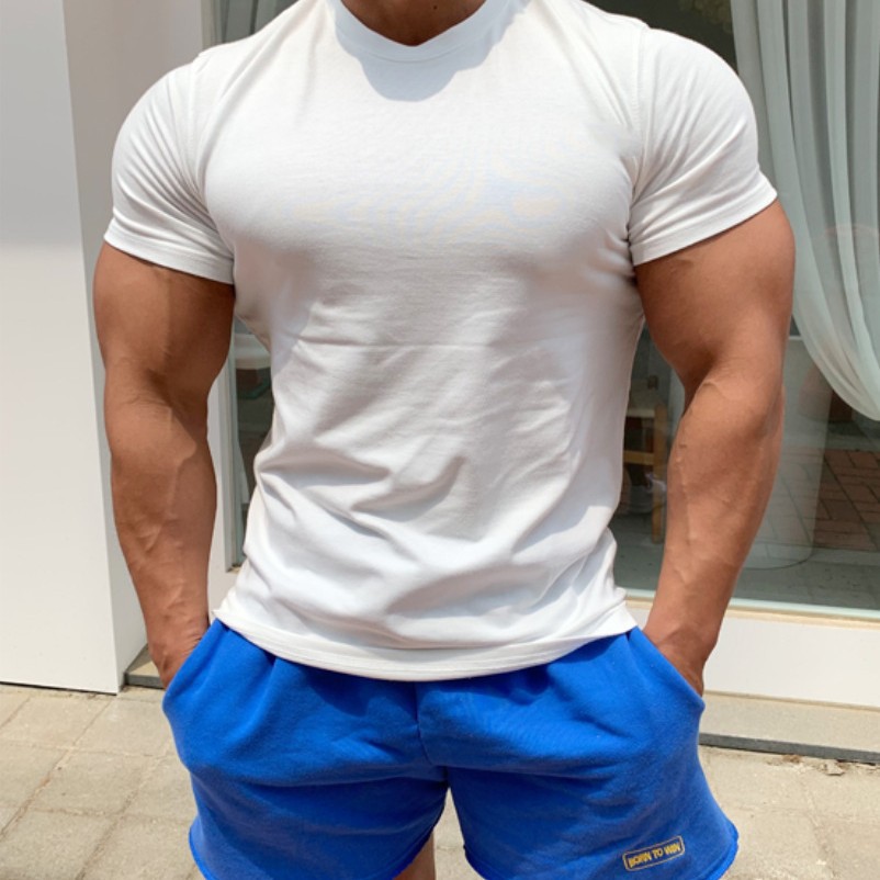 肌肉兄弟男士纯棉修身短袖