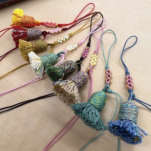 DIY饰品配件 手搓棉短胖流苏手机链绳吊穗 钥匙扣挂绳流苏小穗子