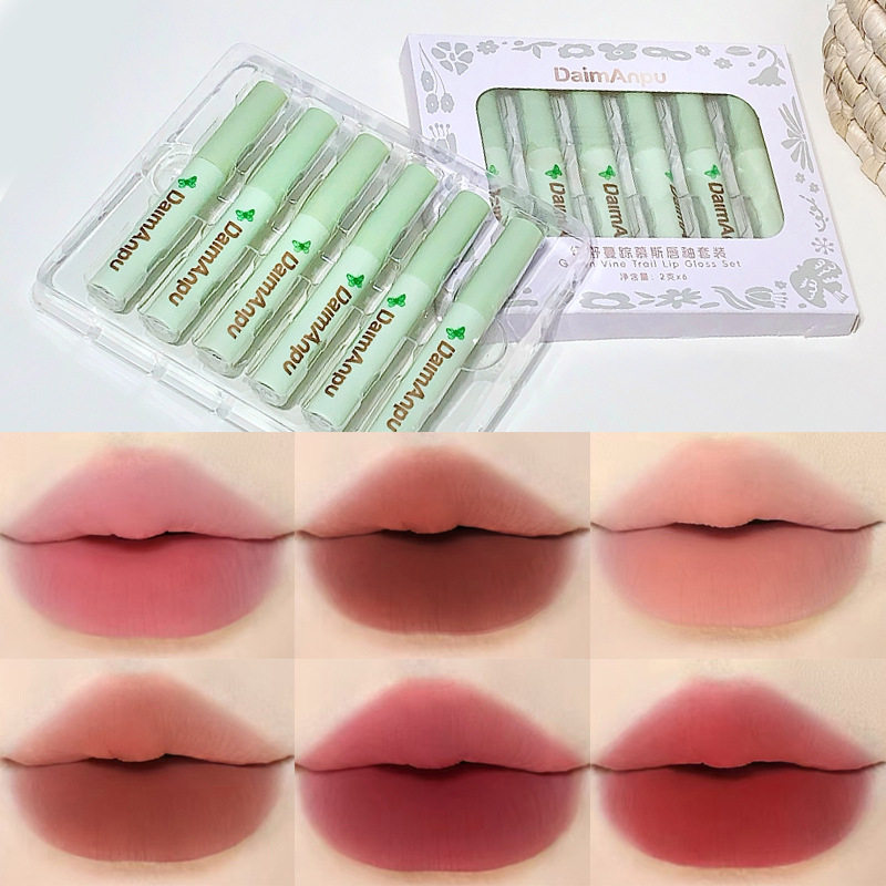 唇釉套装6支套装不沾杯不掉色哑光雾面显白唇泥慕斯口红持久防水