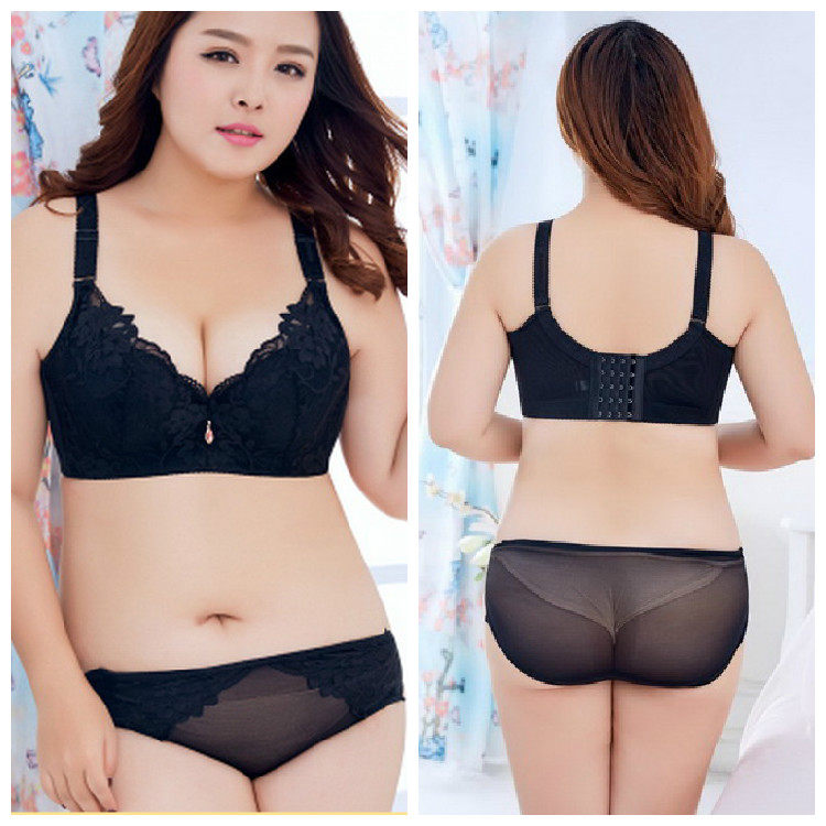 大码内衣套装女薄款胖mm聚拢200斤小胸罩防下垂特大号文胸95A100B