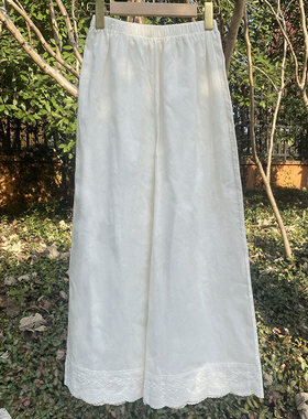 春夏刺绣花边纯棉打底裤纯棉