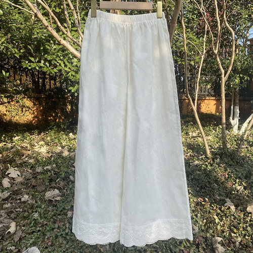 春夏刺绣花边纯棉打底裤纯棉