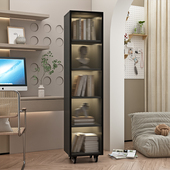 书柜带玻璃门展示柜现代轻奢定制家用客厅一体整墙到顶书架满墙柜