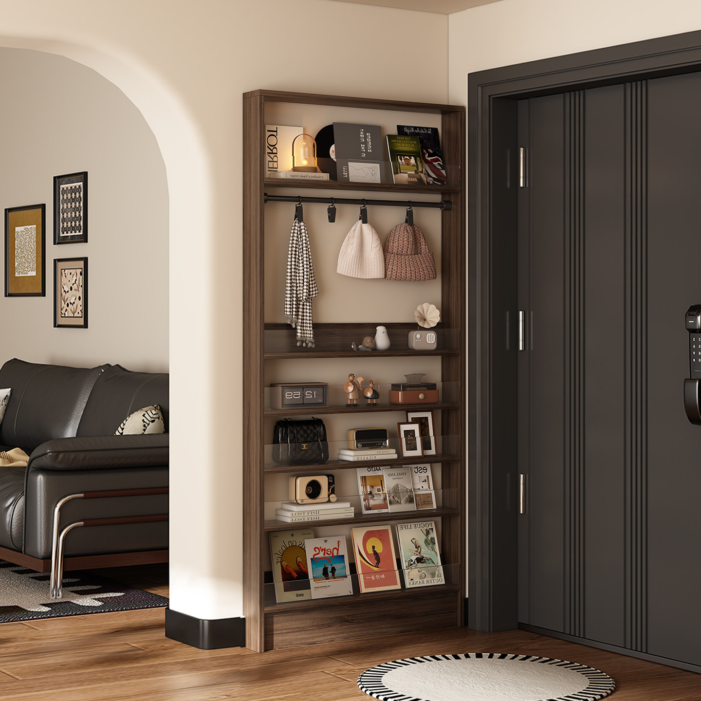 入户门厅后超薄10cm挂衣帽书架一体靠墙极窄收纳置物架落地储物柜,住宅家具,搁板/置物架/家用陈列架,淘宝优惠券,粉丝福利购,淘宝优惠卷