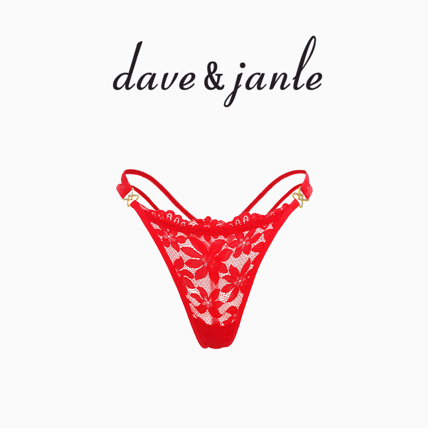 英国 Dave&Janle 性感爱心环扣蕾丝内裤细带舒适低腰丁字裤礼盒装