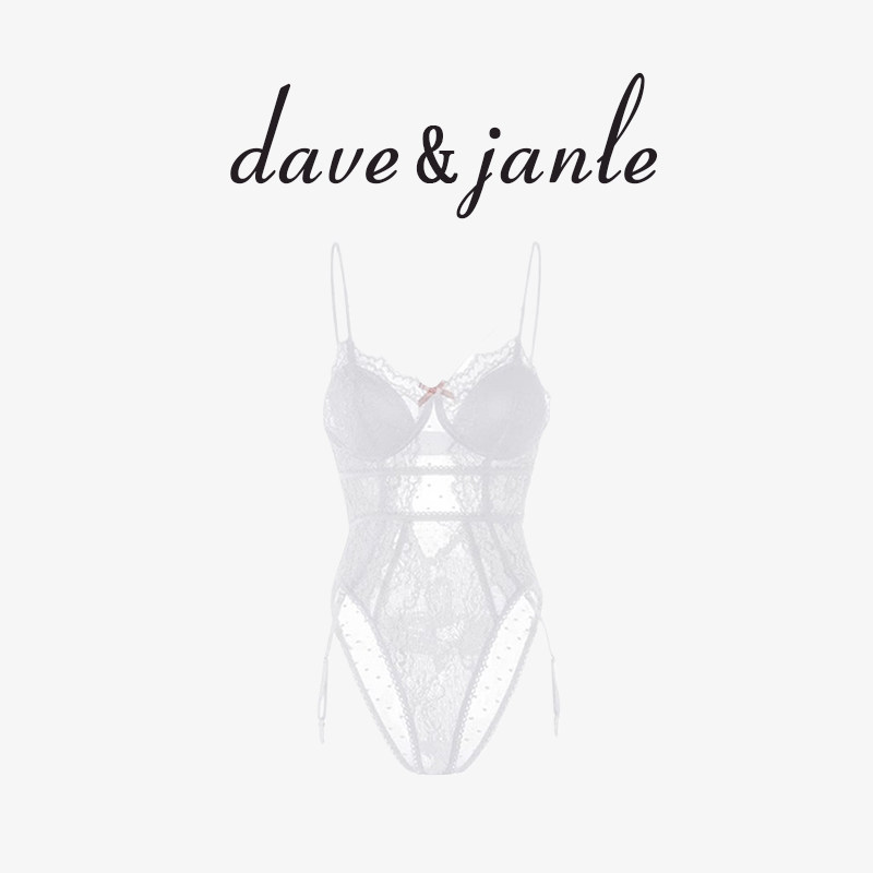 英国 Dave&Janle 性感透视吊带连体衣女加胸垫透气诱惑睡衣礼盒装