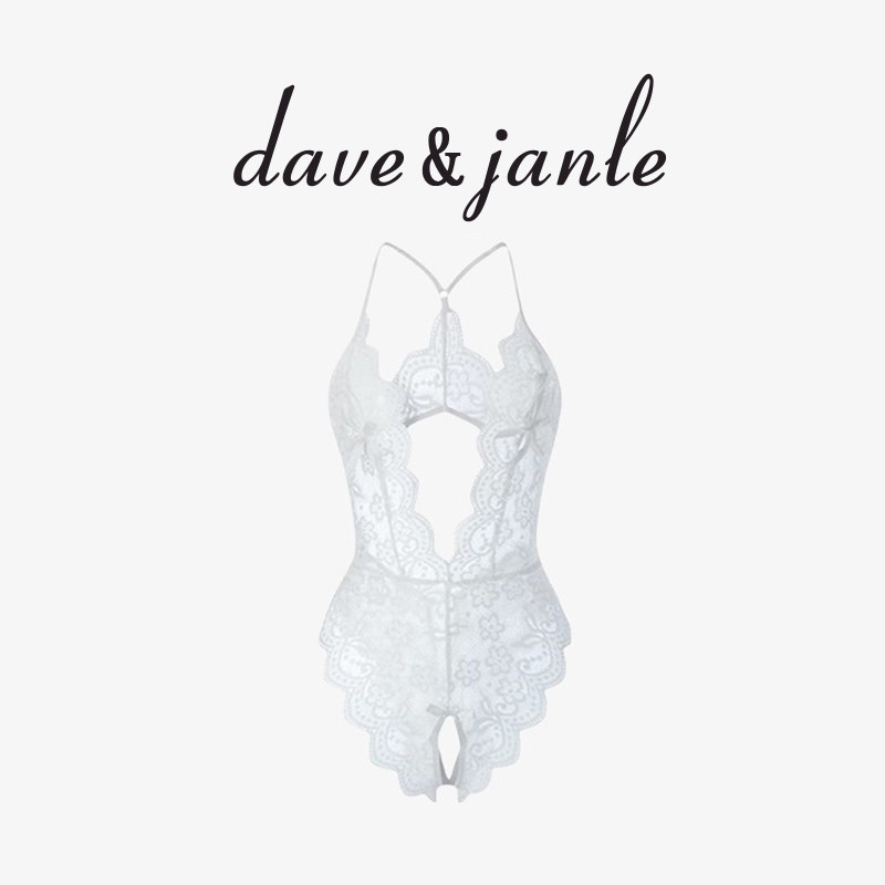 英国 Dave&Janle 性感蕾丝睡衣女纯欲蝴蝶结连体衣露背睡裙礼盒装