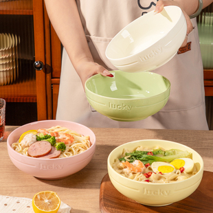 奶油风陶瓷面碗家用新款大号8英寸高颜值吃面条碗专用泡面碗餐具