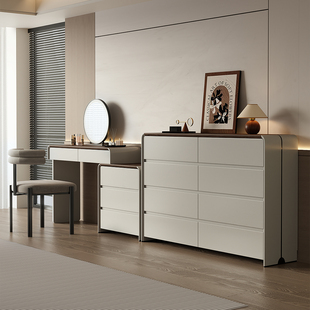 七号公寓 意式极简化妆台斗柜收纳柜一体主卧室高级感现代化妆桌
