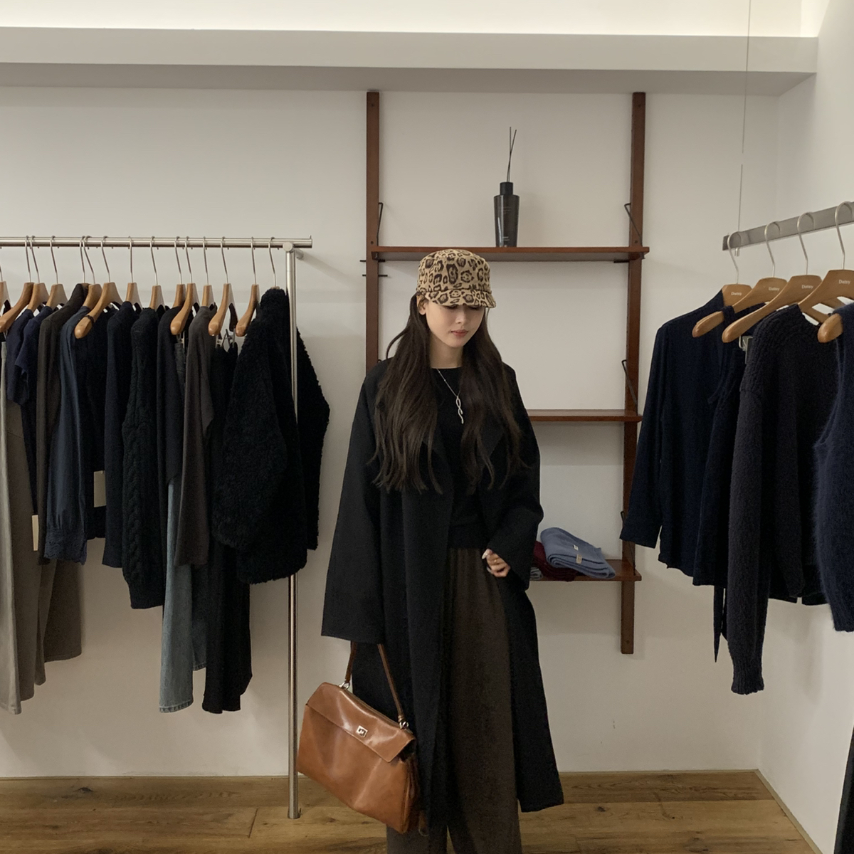 at ease-冬上新休闲风立领宽松长款大衣Y007