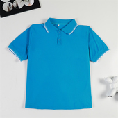 翻领T恤 白边领宽松孔蓝短袖 夏季 校服班服初高中小学生运动POLO衫