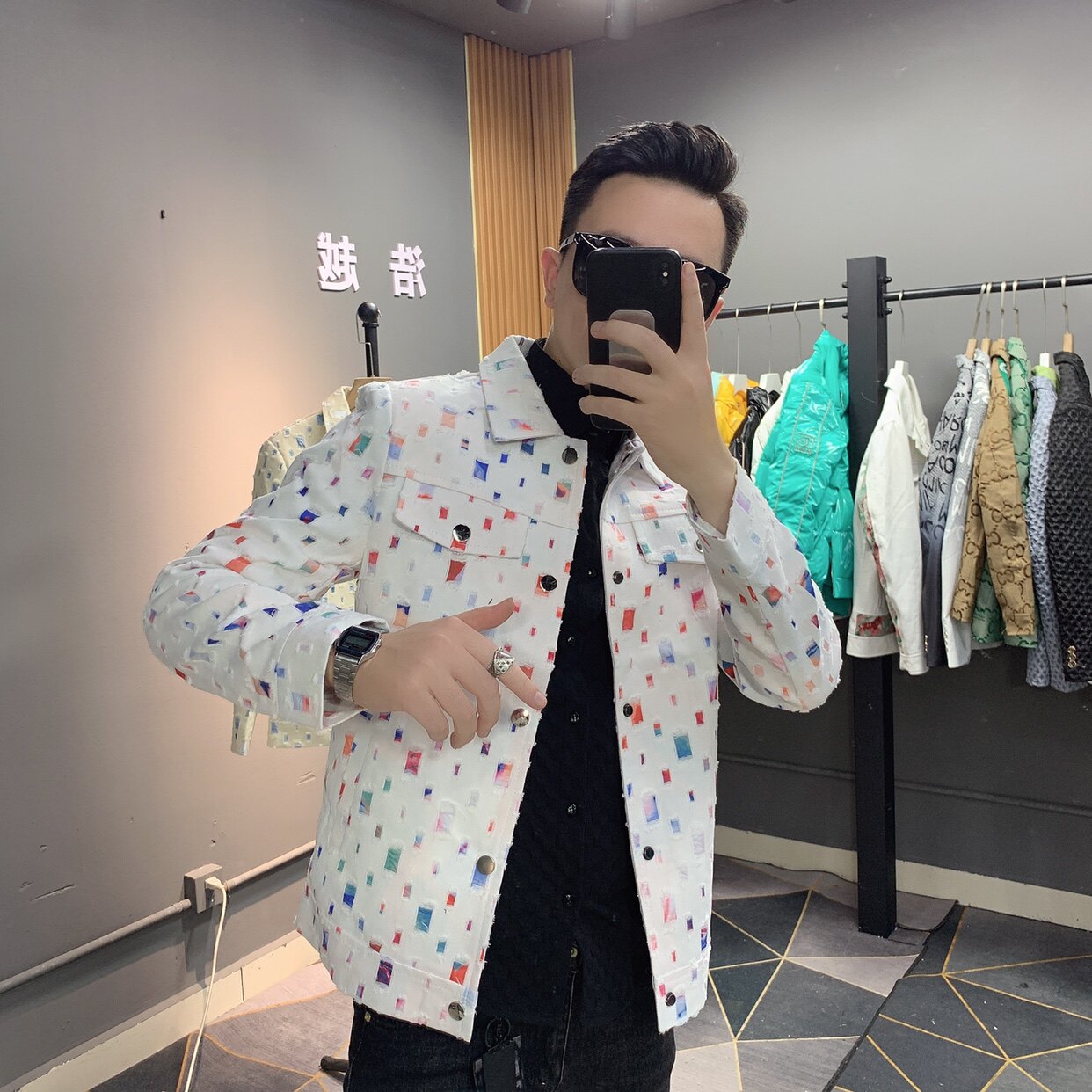 秋季新款痞帅炸街韩版修身个性帅气男士休闲牛仔外套靓仔紧身夹克