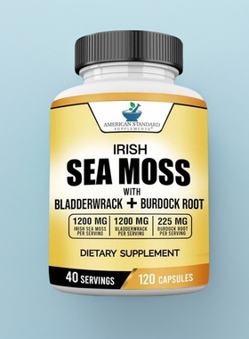 美国代海苔胶囊Irish Sea Moss 2625mg爱尔兰海苔牛蒡根素食120粒