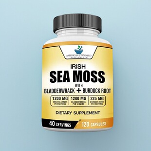 美国代海苔胶囊Irish Sea Moss 2625mg爱尔兰海苔牛蒡根素食120粒