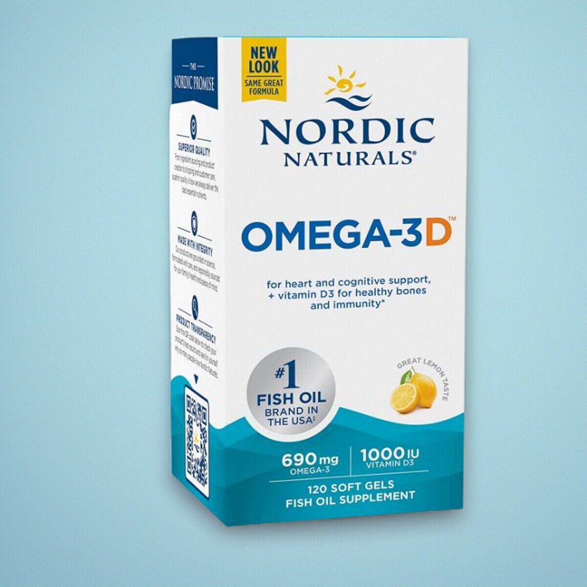 美国代Nordic Naturals Omega-3D 成人鱼油骨骼心脑血健康D3 60粒
