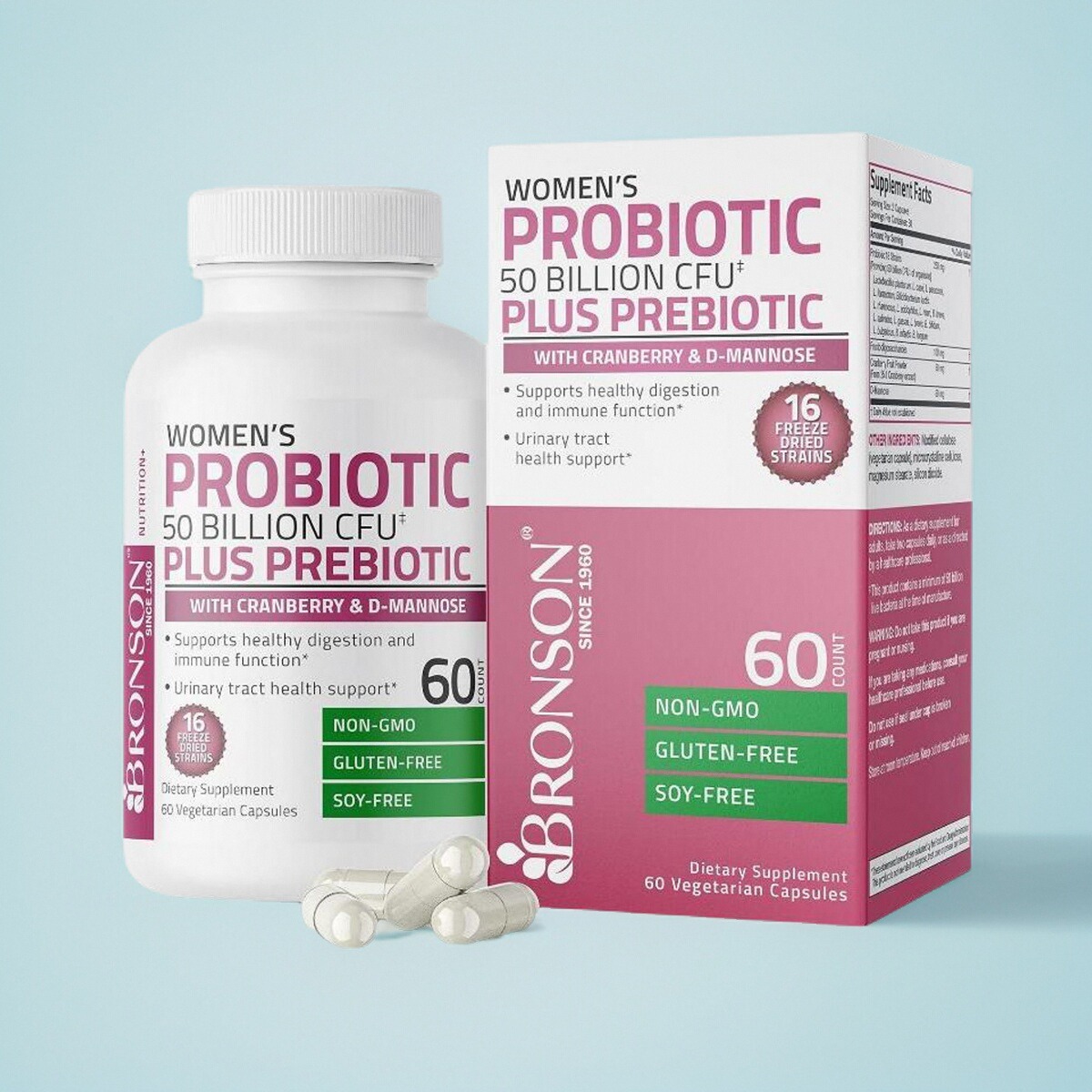 美国女士益生菌尿路保健Bronson Women's Probiotic蔓越莓甘露糖