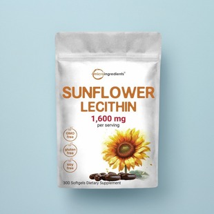 美国购成人向日葵卵磷脂软胶囊300粒Sunflower Lecithin 1600mg