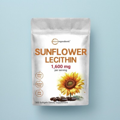 美国购成人向日葵卵磷脂软胶囊300粒Sunflower Lecithin 1600mg