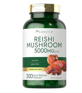 美国灵芝胶囊补充剂 Reishi Mushroom 免疫力支持家人保健300粒