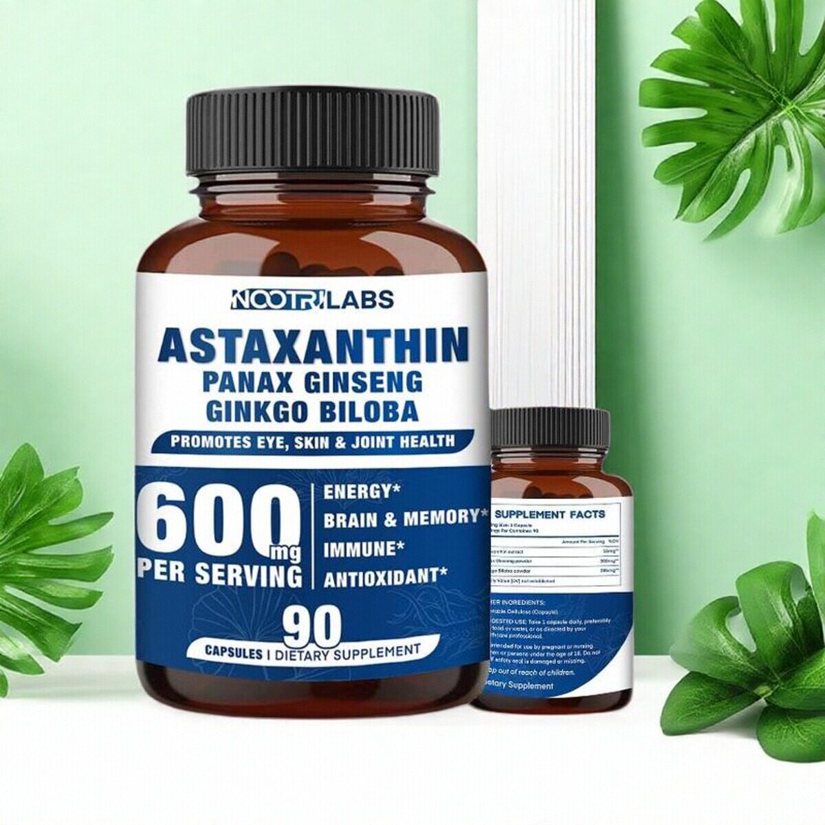 美国成人虾青素人参银杏复合胶囊Astaxanthin15mgGinseng Ginkgo