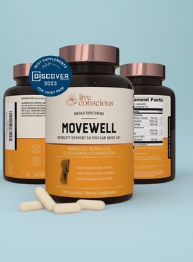 LiveWell Labs Nutrition MoveWell葡萄糖胺软骨素胶囊MSM透明质