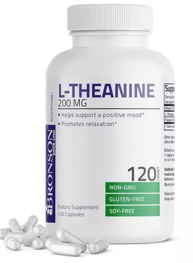 美Bronson L-Theanine 200mg l -茶氨酸西番莲情绪压力放松120粒
