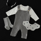 套装 衣服背带裤 包屁衣爬服 Nubiluna婴儿宝宝早秋季 奶酷背带裤