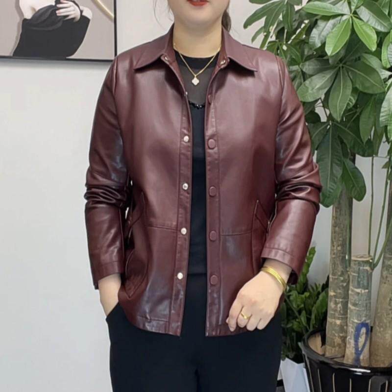 2026春秋女士加大加肥皮衣新款时尚休闲百搭显瘦洋气外套上衣8635