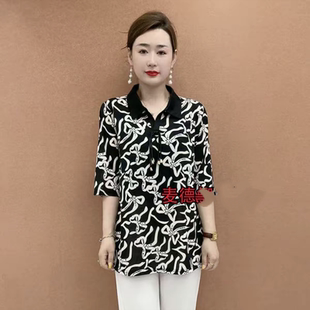 洋氣百搭減齡氣質設計感翻領中袖 2025夏季 新款 時尚 上衣女 顯瘦大碼