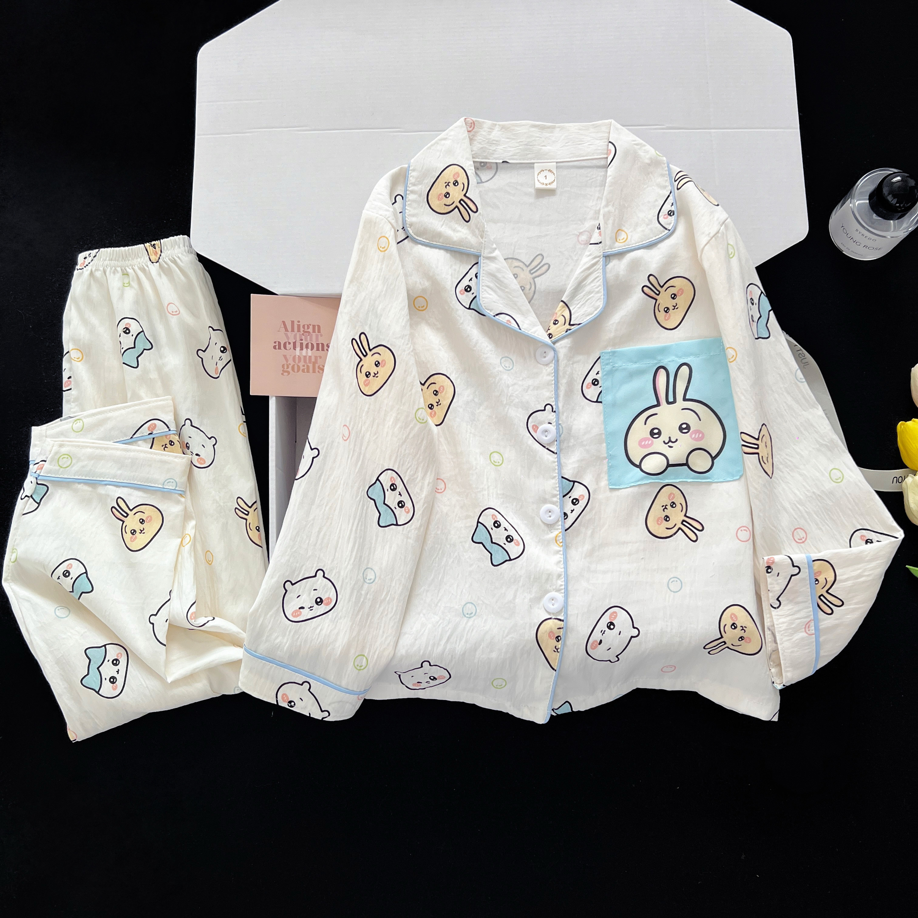 儿童睡衣春秋薄款云朵棉翻领长袖乌萨奇卡通可爱小女孩套装家居服
