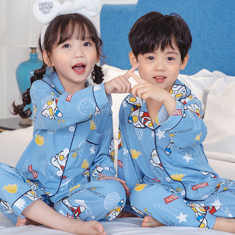 儿童睡衣春秋奥特曼男翻领可爱
