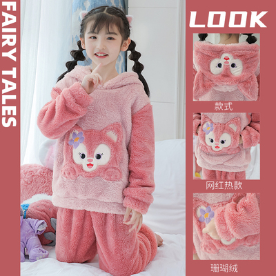 女童卡通珊瑚绒冬季玲娜贝儿睡衣