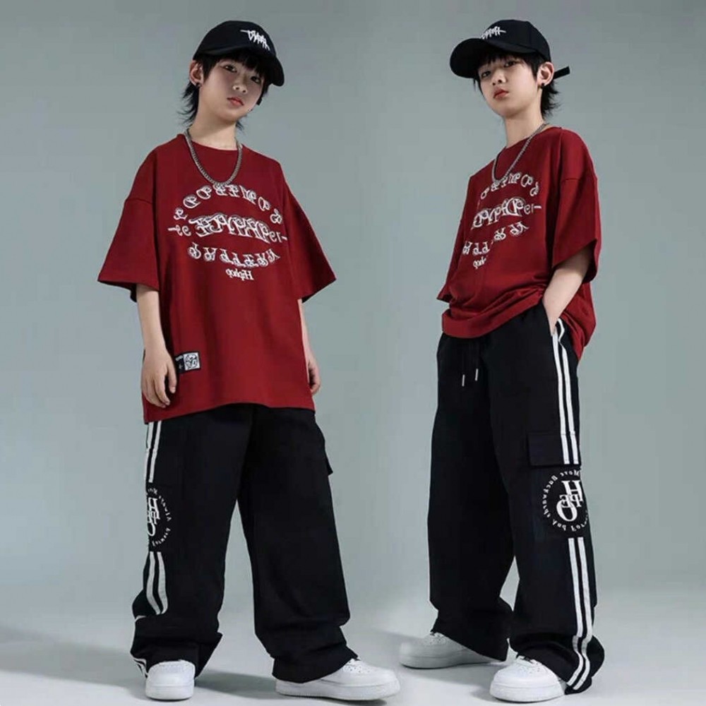街舞儿童潮服装男童宽松T恤套装