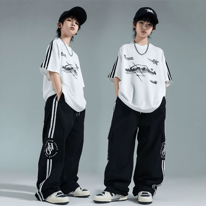 短袖工装裤童装嘻哈炸街舞演出服