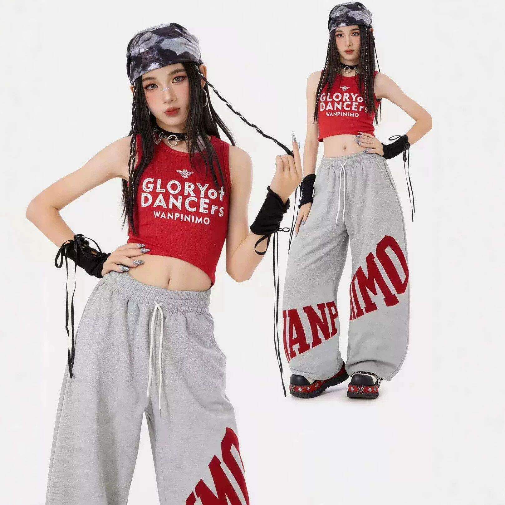童装女童爵士舞服装夏潮酷演出服JAZZ少儿街舞炸街休闲运动表演服