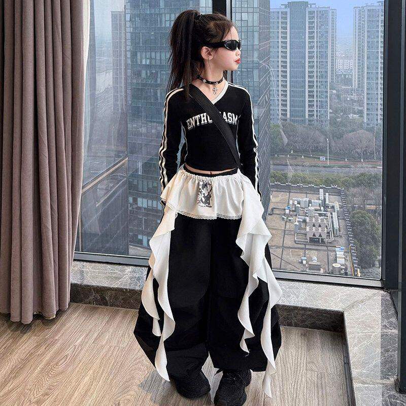 女童爵士舞服装演出服jazz潮酷舞蹈练功服少儿T台走秀街舞表演服