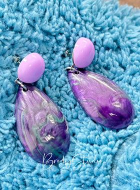 温润如玉复古新中式清冷感耳坠古风紫色水滴旗袍耳环显白耳夹女