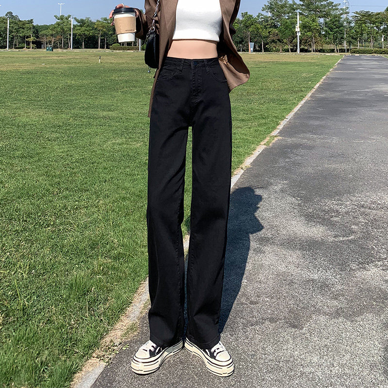 三只老熊黑色薄款牛仔裤女早春新牛仔裤