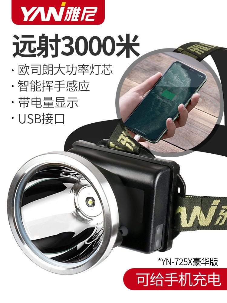 雅尼感应多功能超亮头戴式强光