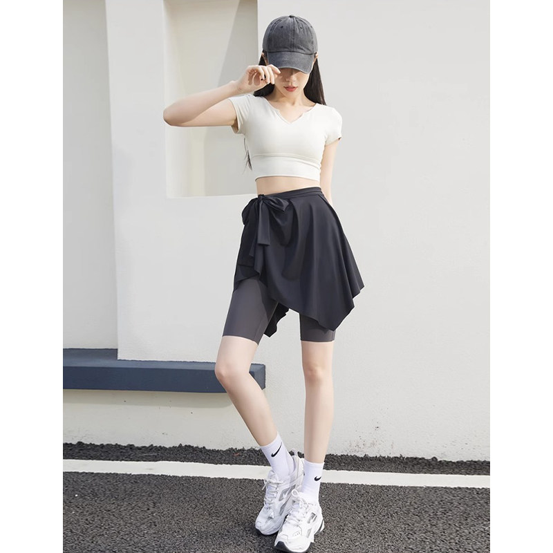 防走光短裙绑带一片裙遮肉显瘦弹力运动跳舞广场舞练功服瑜伽搭配