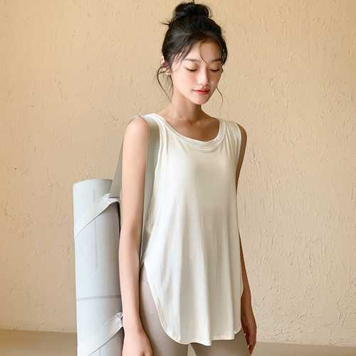 宽松运动无袖T恤上衣女背心瑜伽吊带罩衫夏训练健身速干瑜伽健身