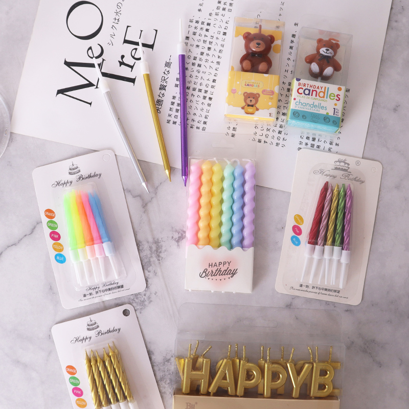 网红卡通小熊蜡烛生日蛋糕装饰摆件创意曲线螺纹英文数字蜡烛装扮