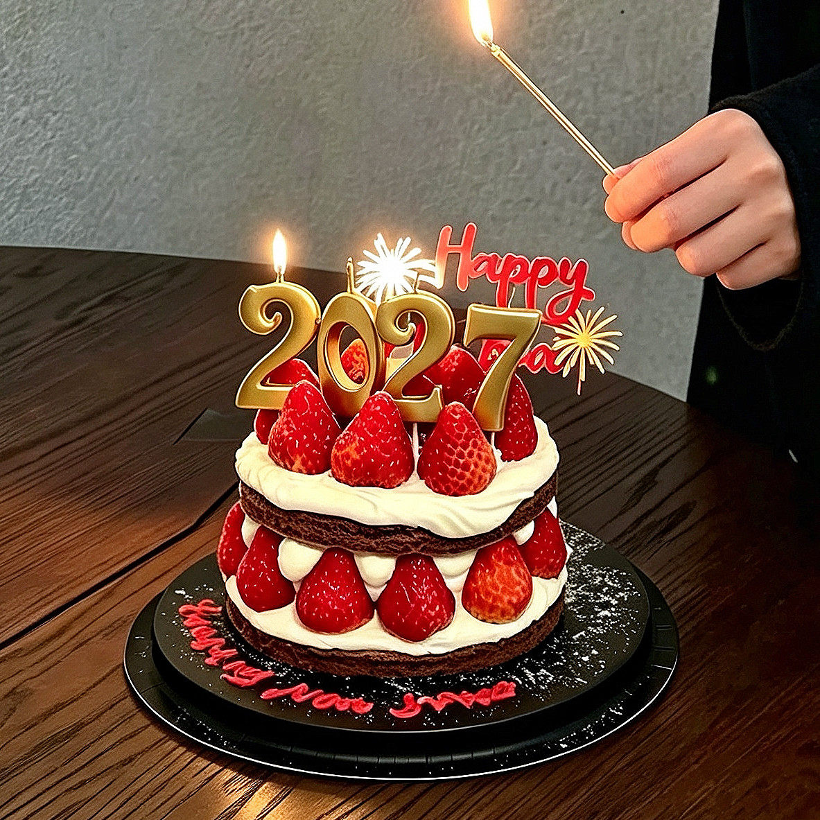 2027新年跨年蛋糕装饰数字蜡烛