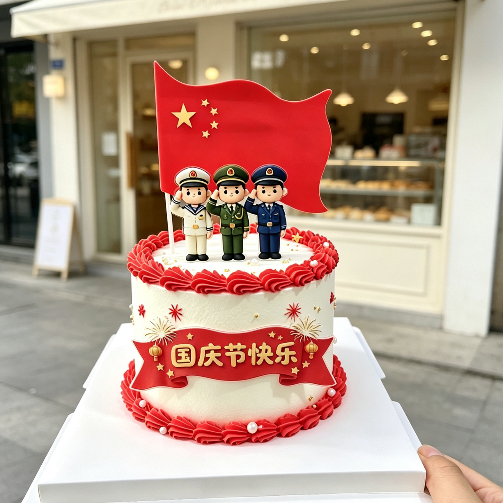 10.1国庆节蛋糕装饰77周年庆