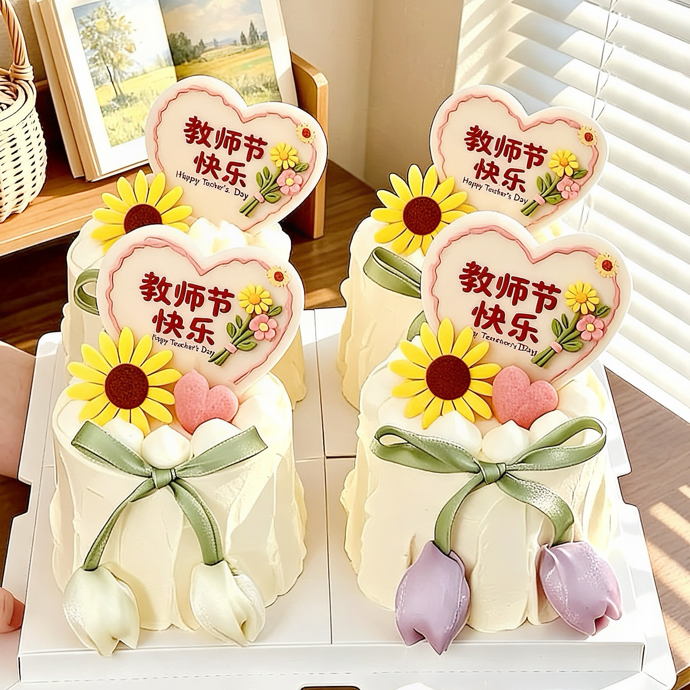 2026教师节快乐郁金香蛋糕装饰