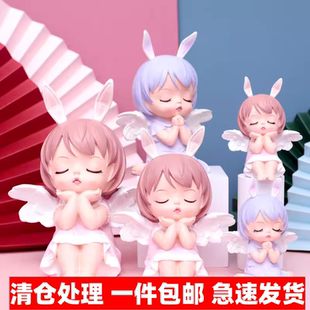 搪胶安妮宝贝天使蛋糕装 饰摆件女孩公主可爱树脂娃娃生日烘焙插件