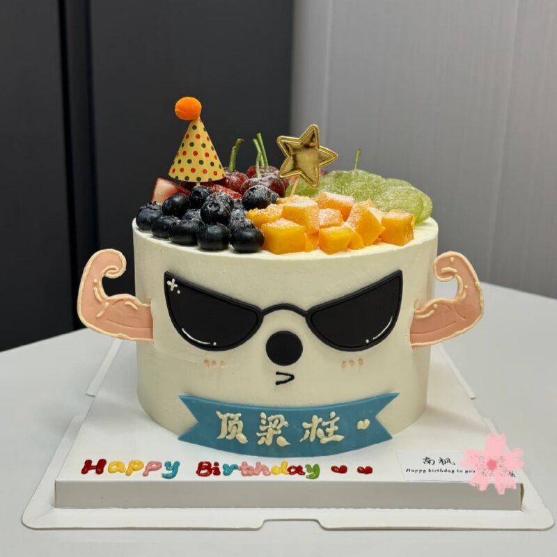 网红父亲节爸爸生日蛋糕装饰插件顶梁柱肌肉手臂墨镜甜品蛋糕装扮