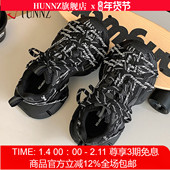 潮牌巴黎编织字母绑带蜘蛛侠老爹鞋 做旧厚底休闲运动鞋 女新款 秋季